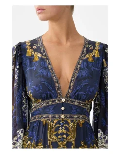 BUTTON FRONT FRILL DRESS