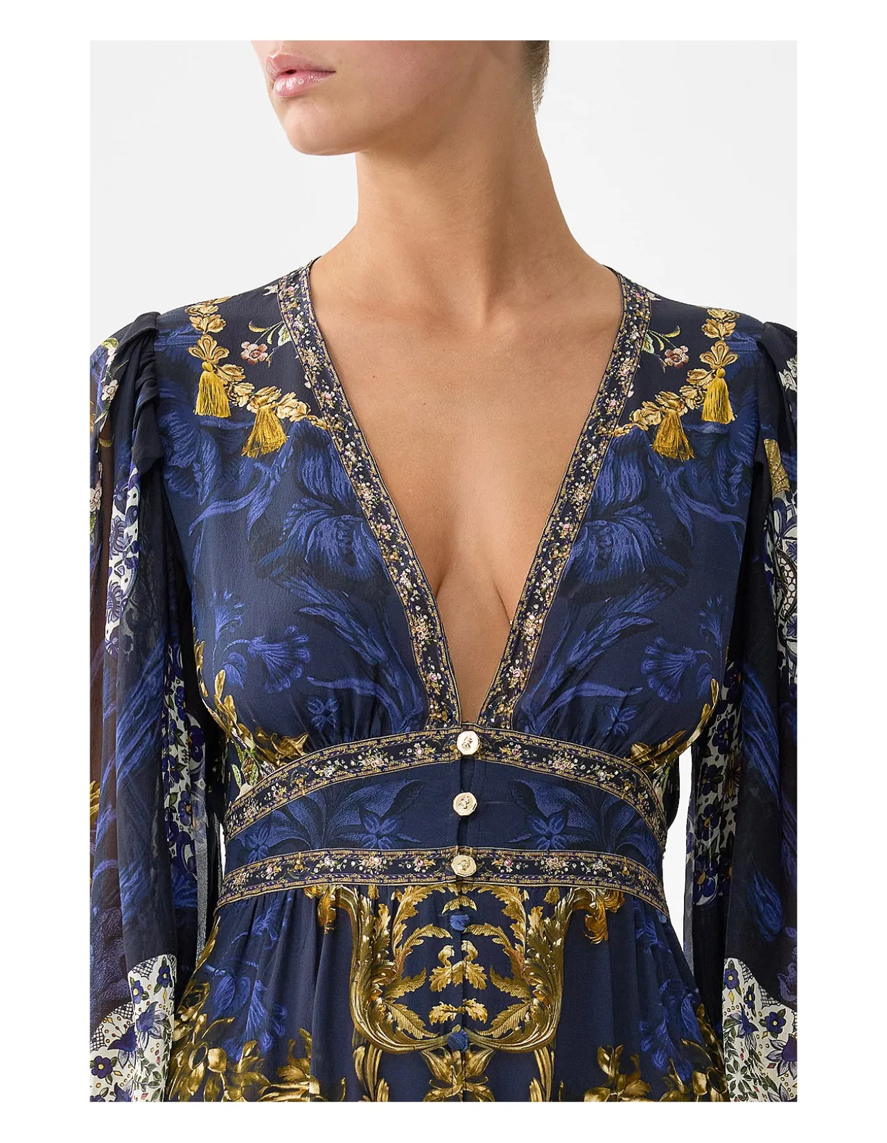 BUTTON FRONT FRILL DRESS