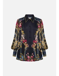 BUTTON THROUGH BLOUSON SLEEVE BLOUSE