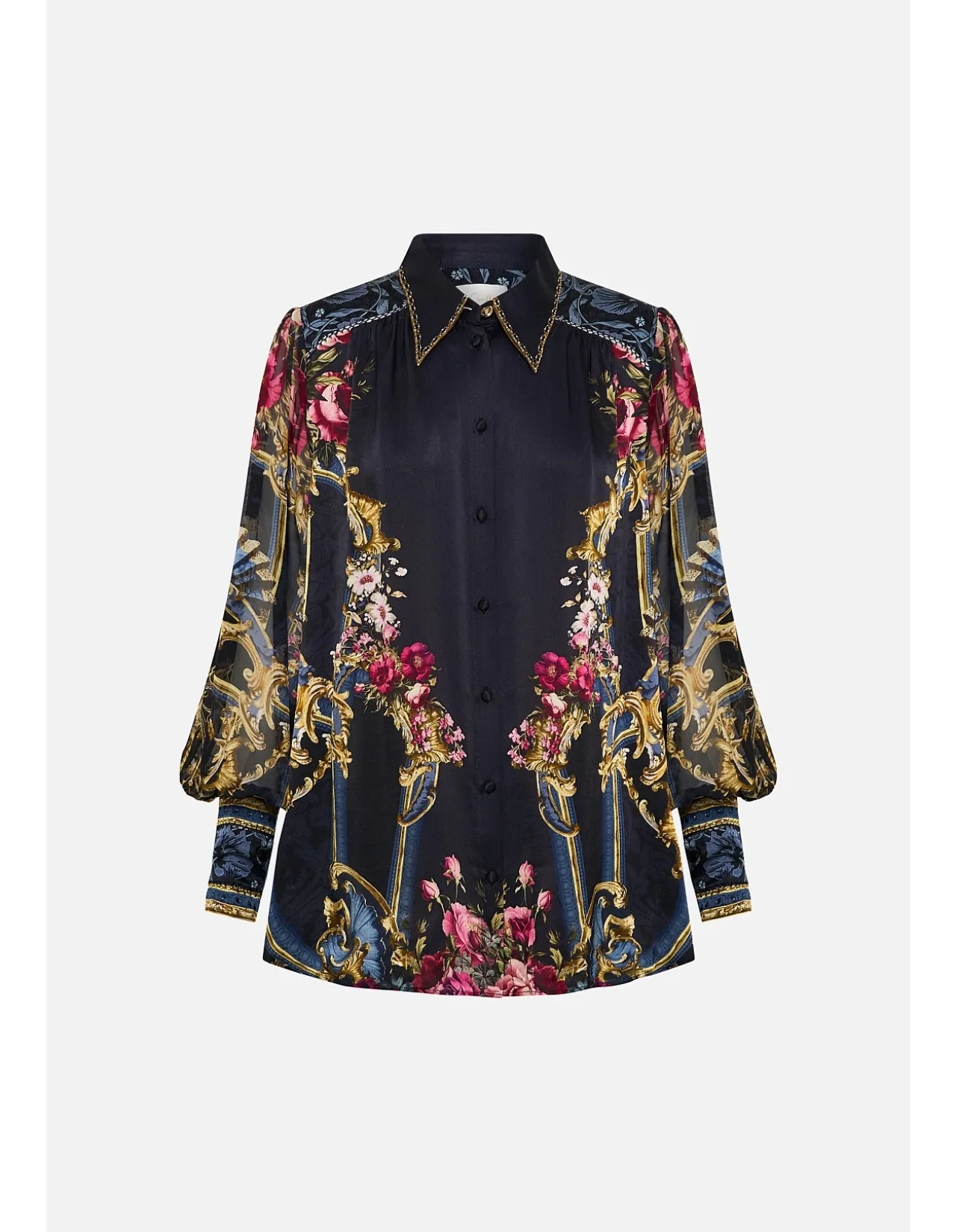 BUTTON THROUGH BLOUSON SLEEVE BLOUSE