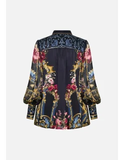 BUTTON THROUGH BLOUSON SLEEVE BLOUSE