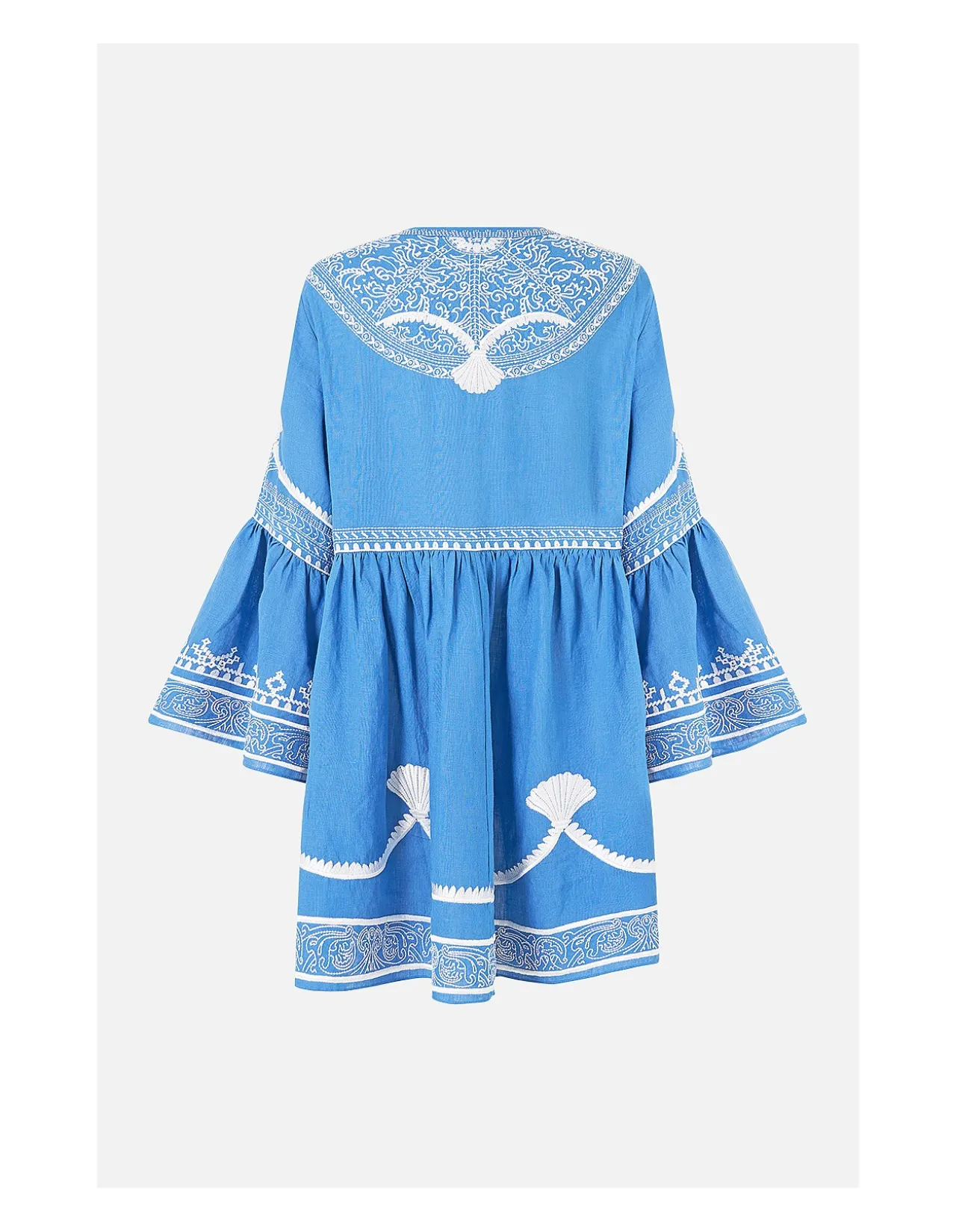 BUTTON THROUGH MINI DRESS WITH FLARED SLEEVE
