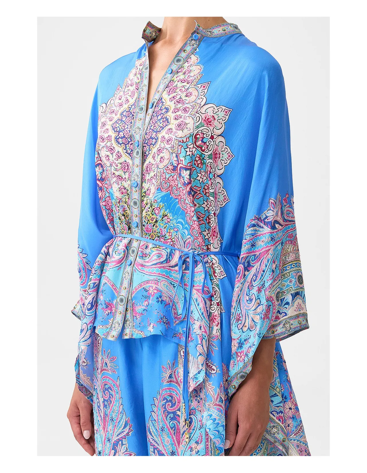BUTTON THROUGH SCARF BLOUSE