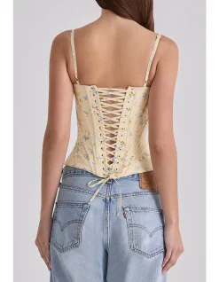 CADIE'FLORAL PRINT COTTON CORSET TOP