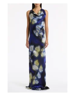 CALLA LILY SILK VISCOSE COWL FRONT GOWN