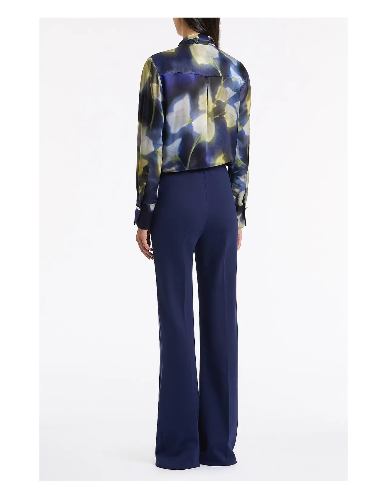 CALLA LILY SILK VISCOSE TIE NECK TOP