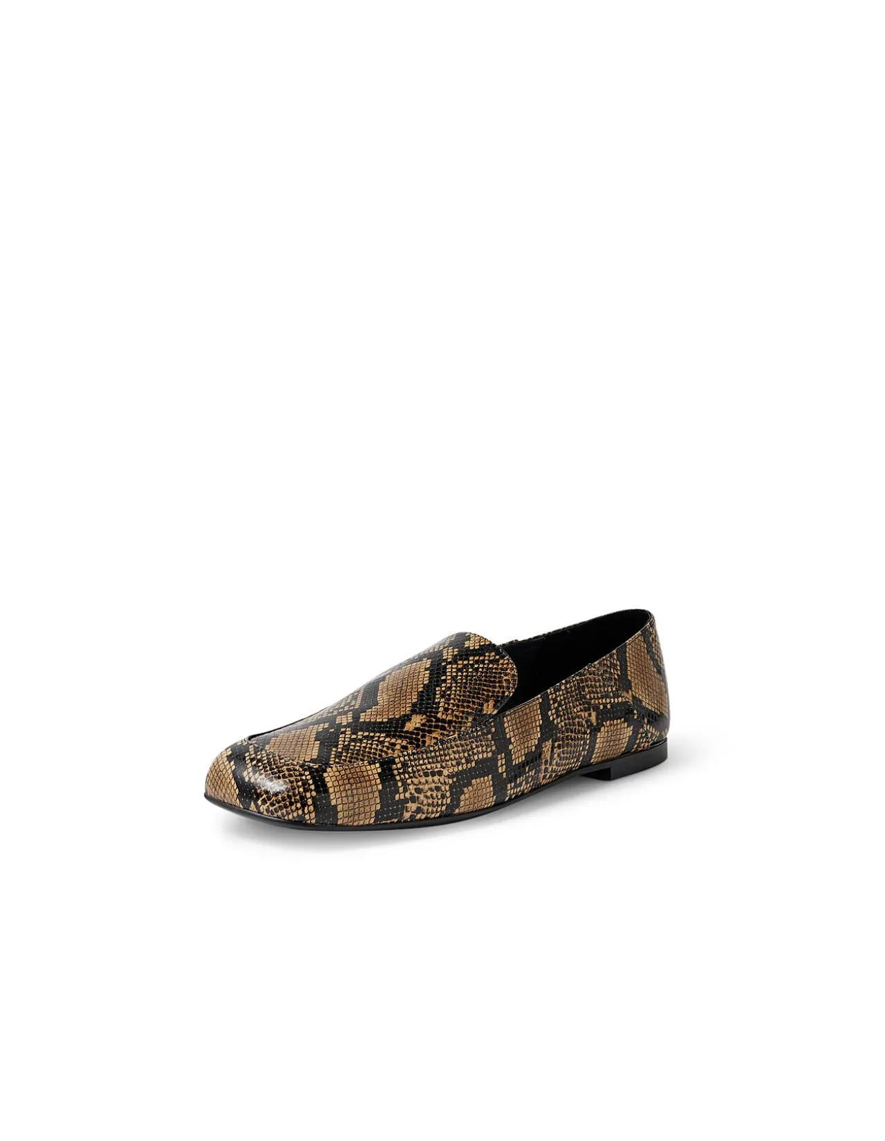CAMMIE MO Snake Embossed Leather Loafers