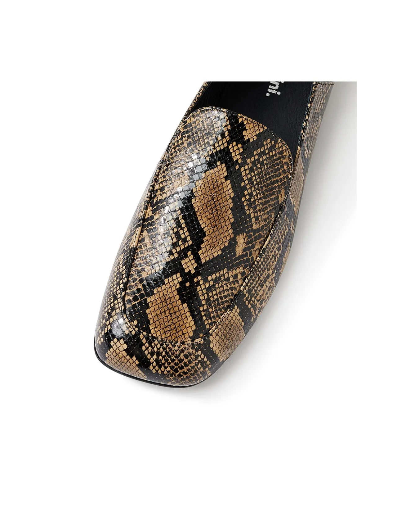 CAMMIE MO Snake Embossed Leather Loafers