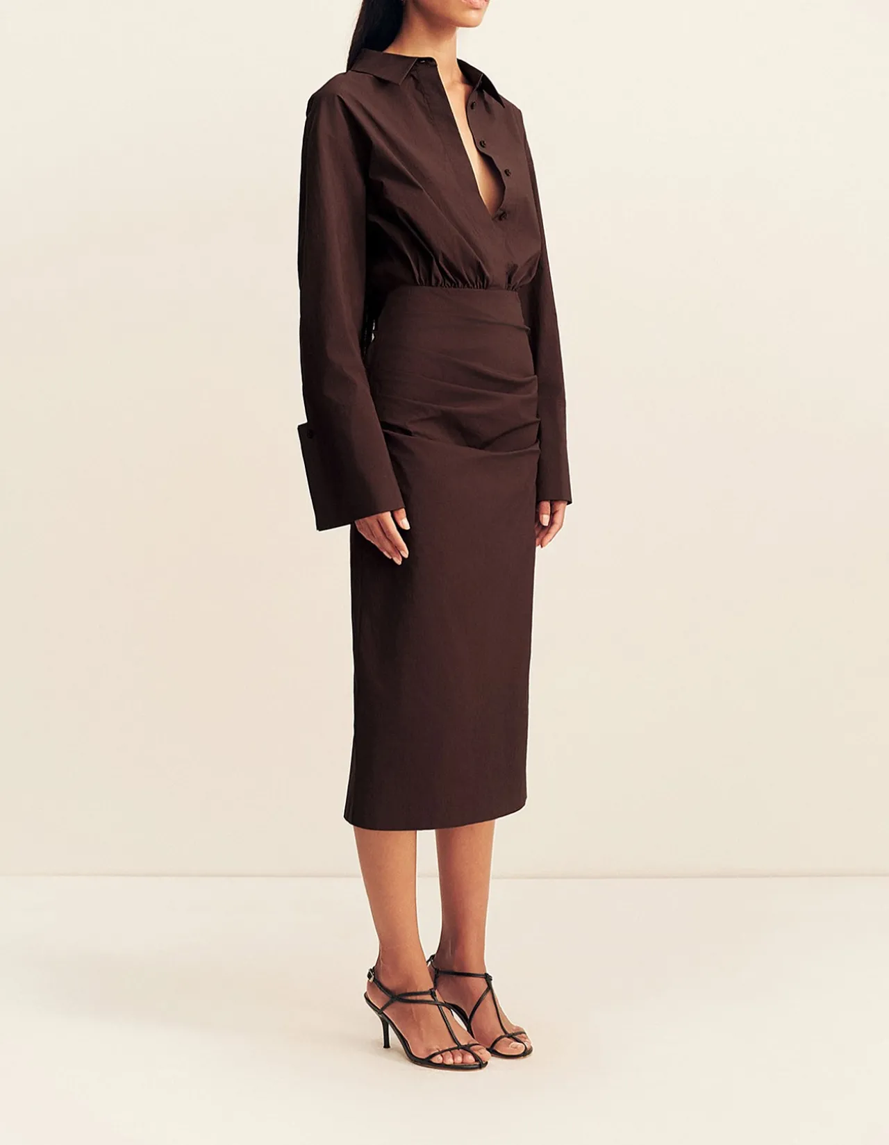 CAMPBELL SHIRT FITTED MIDI DRESS