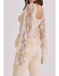 'CARA'LONG SLEEVE LACE TOP