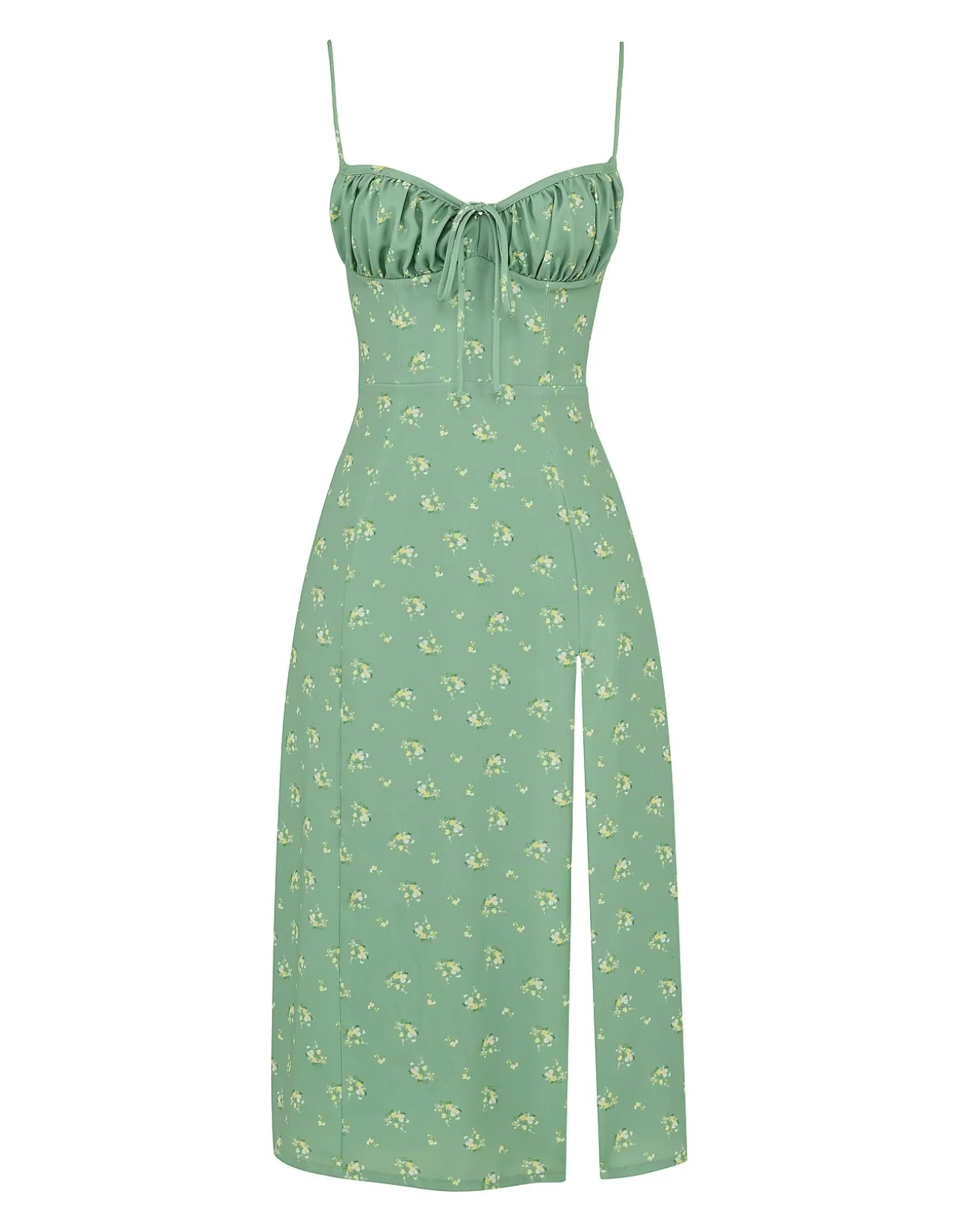Carina Olive Floral Bustier Midi Dress
