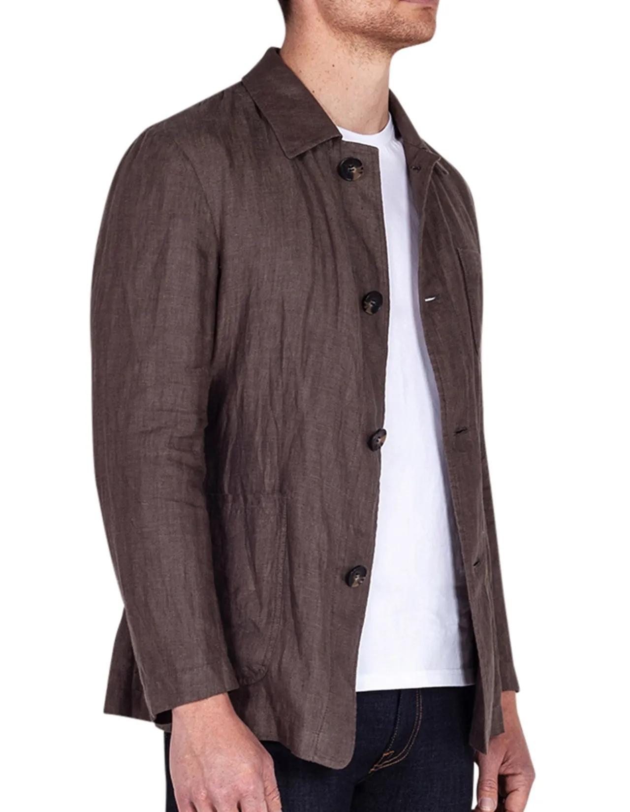 CARTER SHIRT JACKET - MID BROWN HERRINGBONE