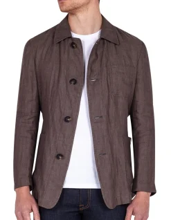 CARTER SHIRT JACKET - MID BROWN HERRINGBONE