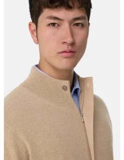 CASHMERE WOOL BLEND FULL ZIP LUPO SWEATER 12GG