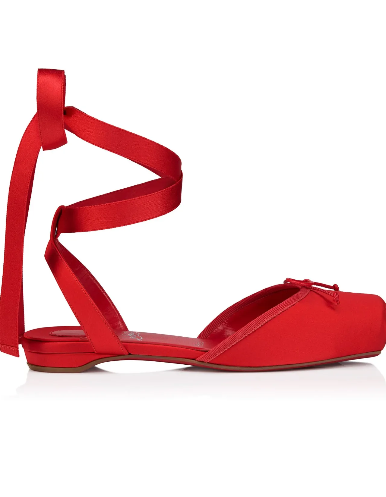 CASSIA LACE UP FLAT CREPE SATIN GRAPEFRUIT FLATS