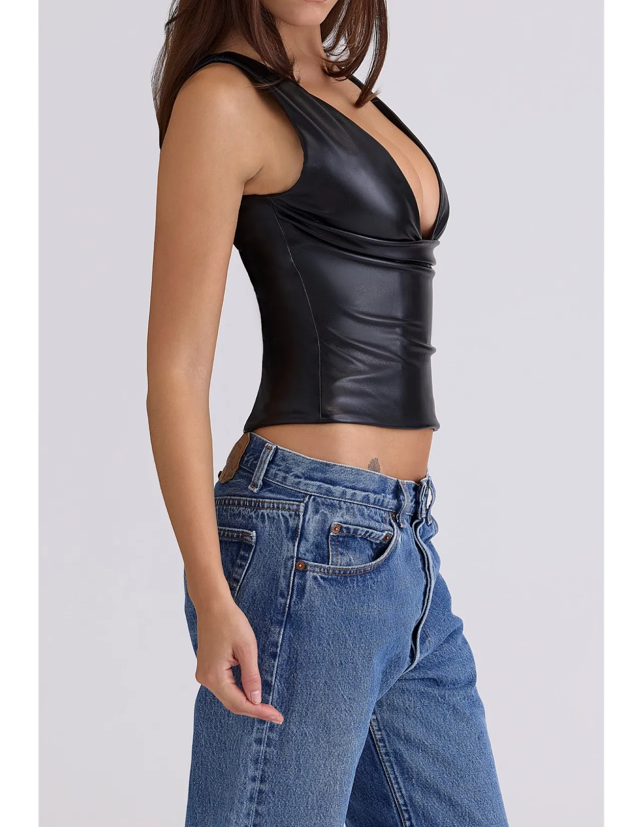 CATALINA LEATHER V-NECK TOP