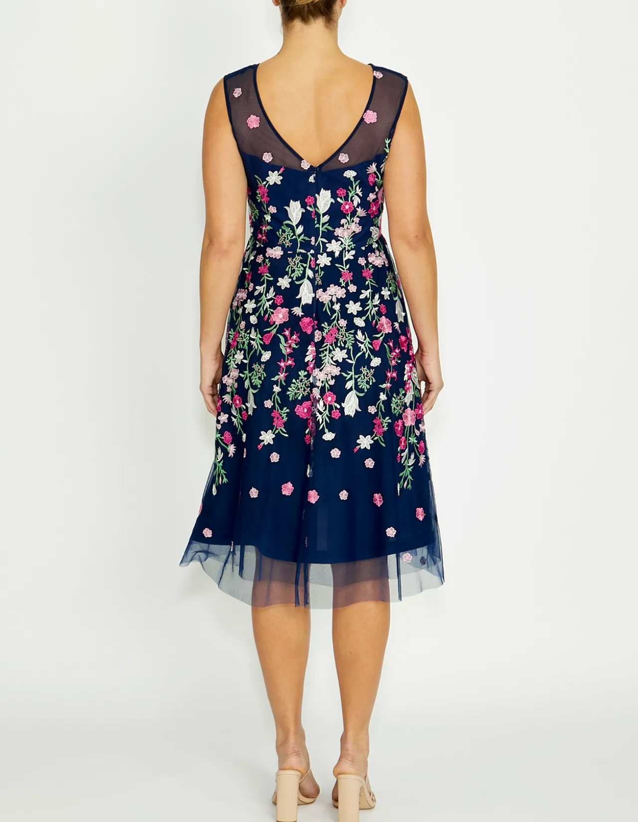 CATALINA NAVY AND PINK MIDI DRESS