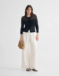 CELINA SHEER PANEL CARDIGAN