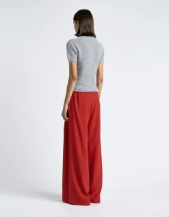 CHERRY CREPE PLEAT WIDE LEG PANT