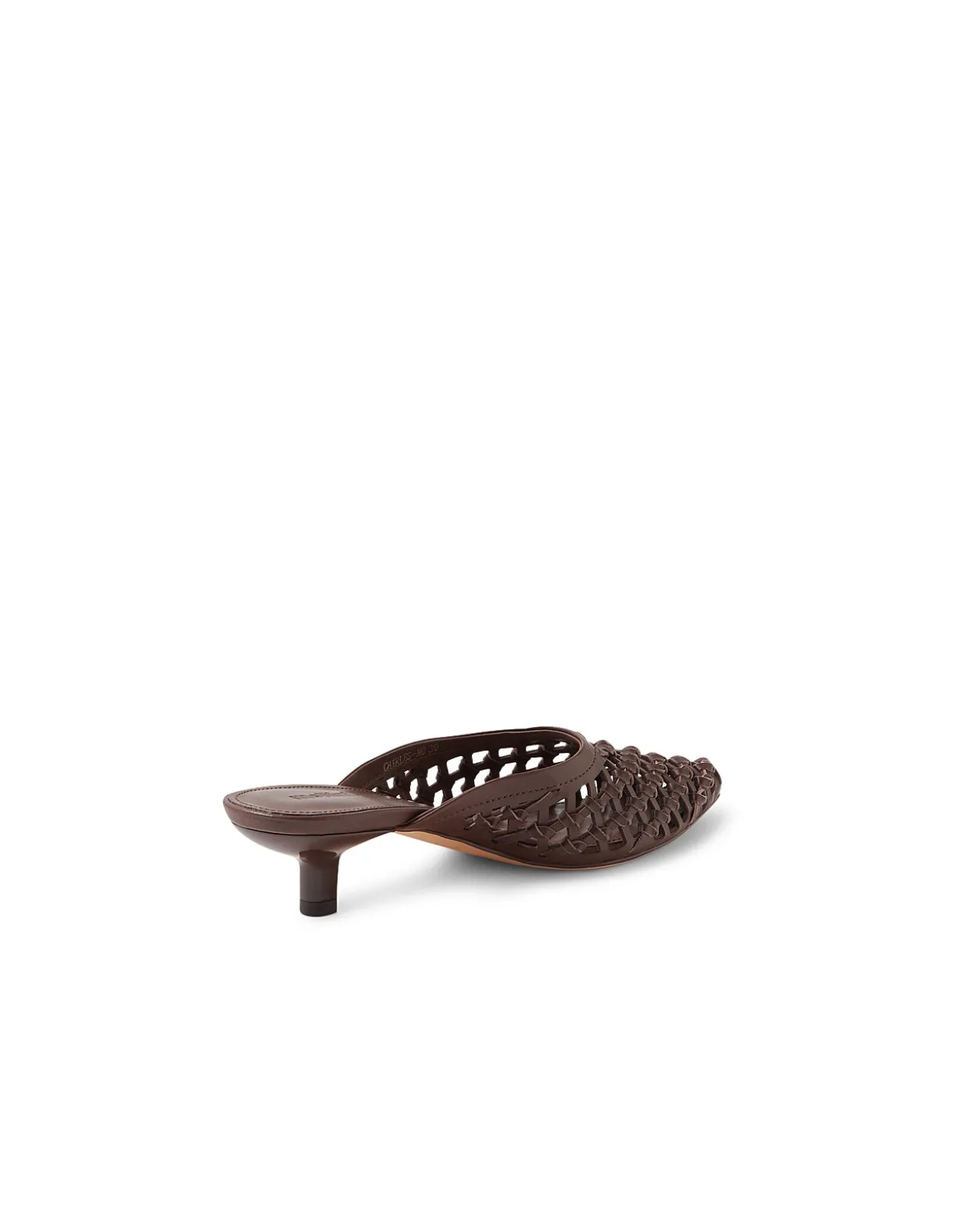 Chirles Woven Leather Pointed Kitten Heel Mules