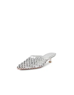 Chirles Woven Leather Kitten Heel Mules