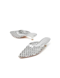Chirles Woven Leather Kitten Heel Mules