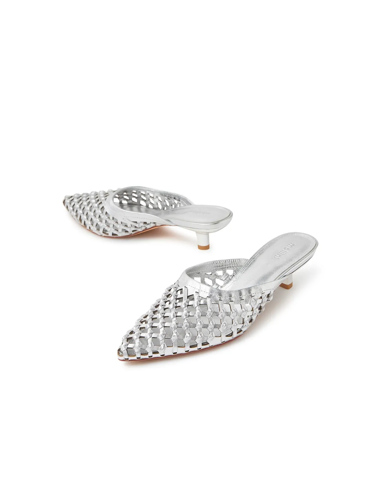 Chirles Woven Leather Kitten Heel Mules