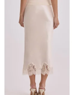 'CIARA'VINTAGE SATIN + LACE MIDI SKIRT