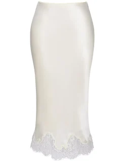'CIARA'VINTAGE SATIN + LACE MIDI SKIRT