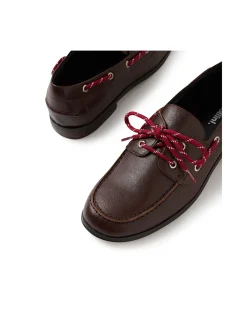 Cimare Contrast Lace Leather Boat Loafers