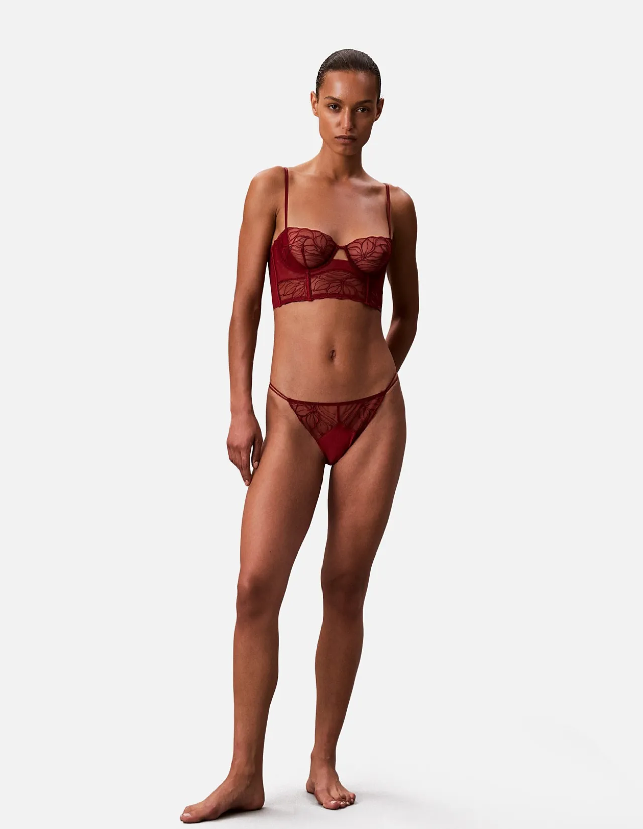 CK BLACK FLORAL LACE BIKINI