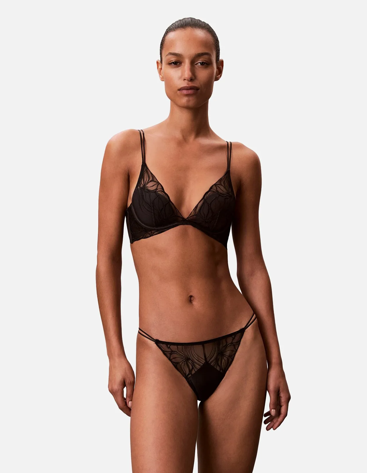 CK BLACK FLORAL LACE BIKINI