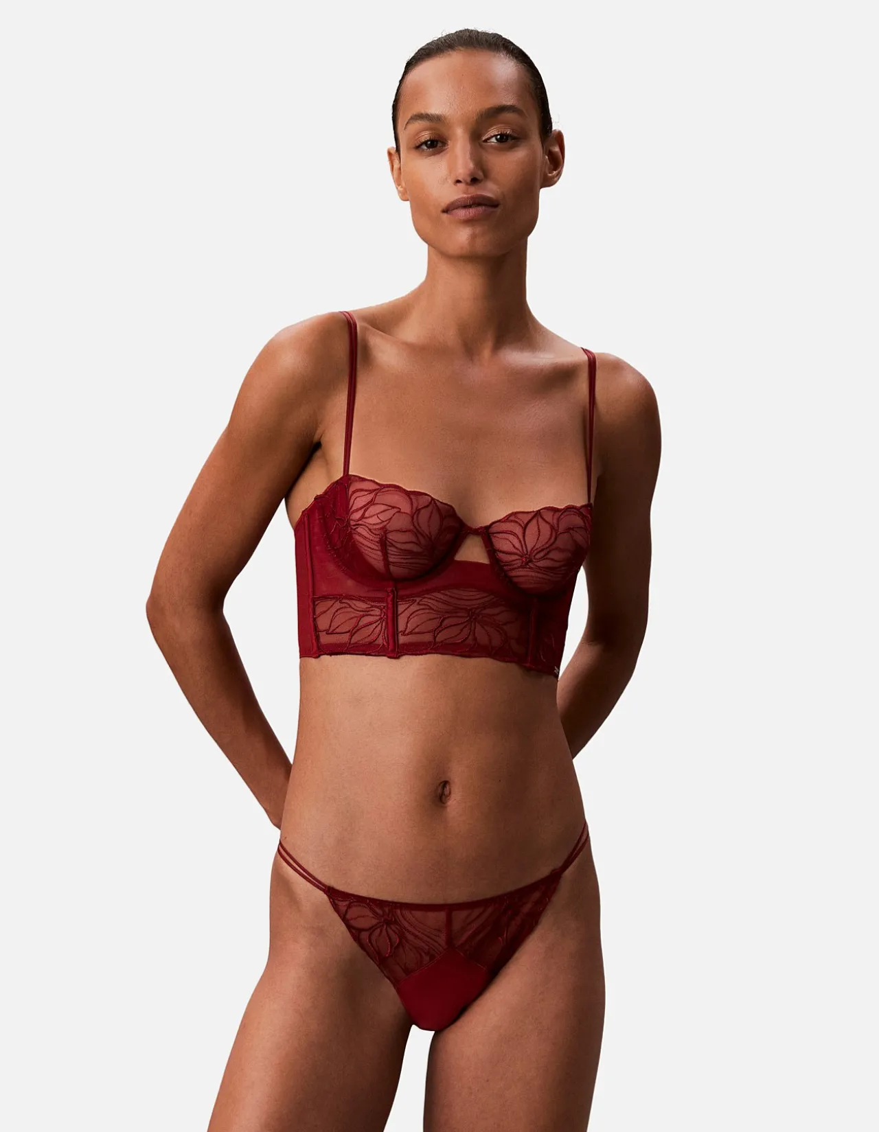CK BLACK FLORAL LACE BIKINI