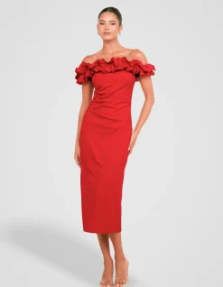 CLARA OFF SHOULDER MIDI DRESS