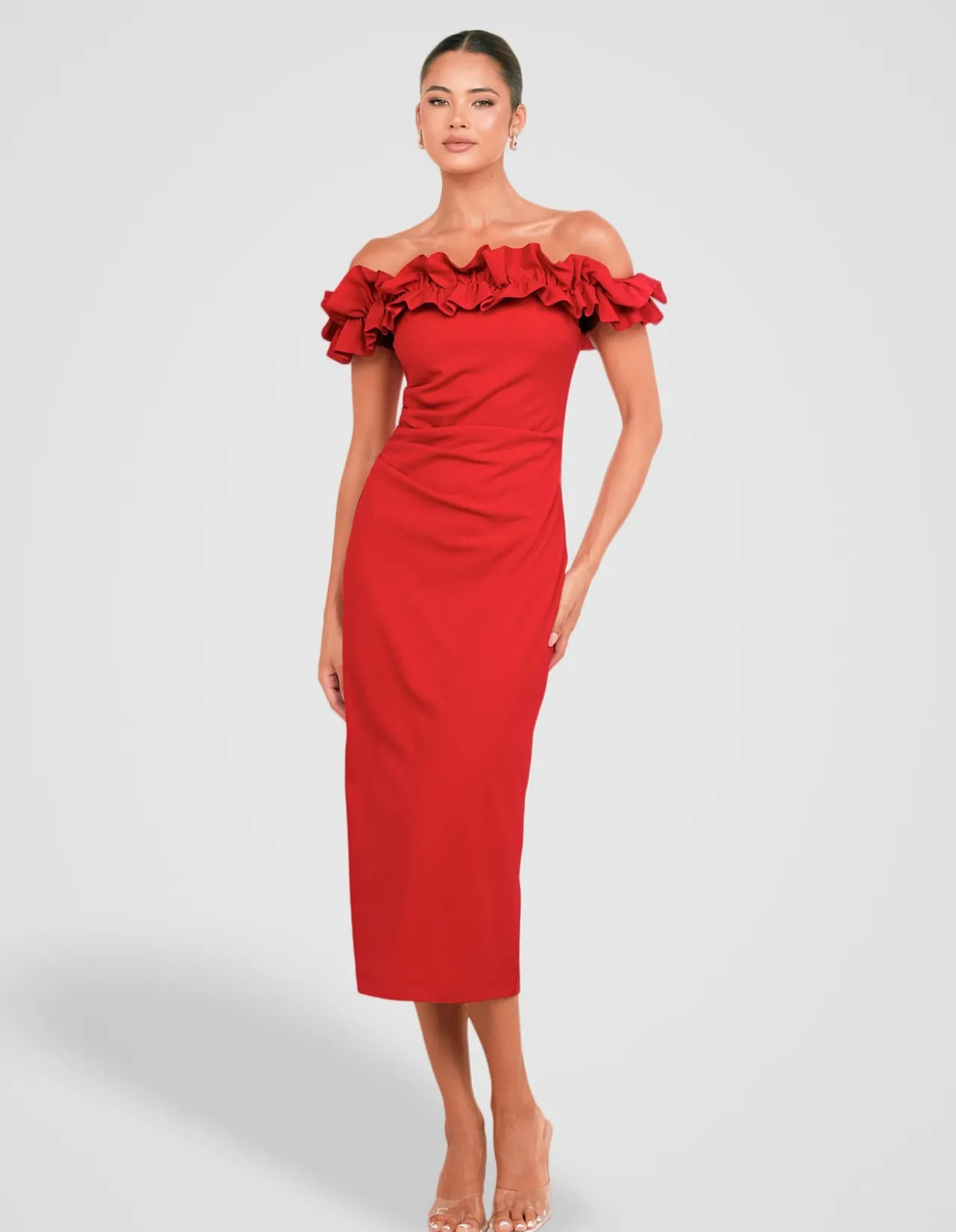 CLARA OFF SHOULDER MIDI DRESS