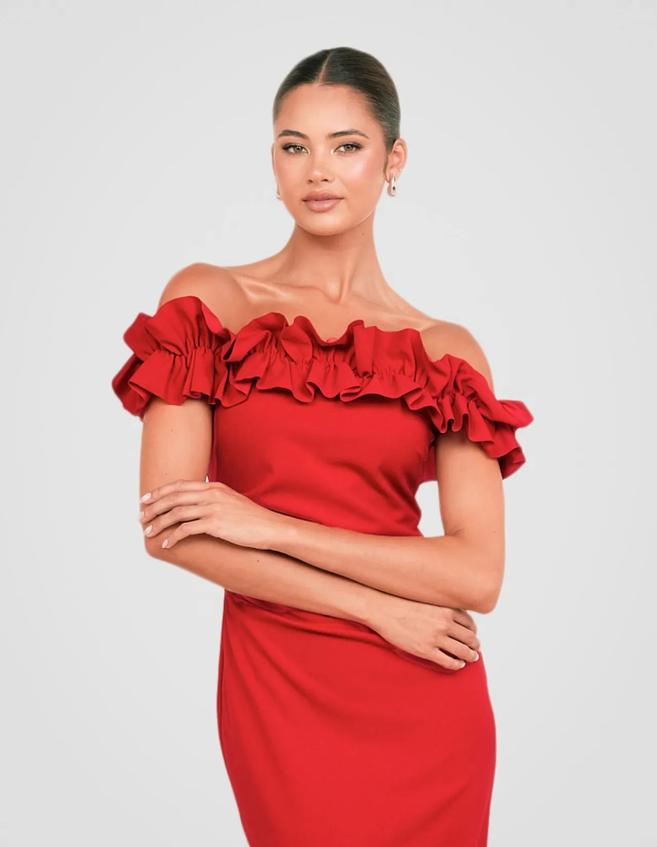 CLARA OFF SHOULDER MIDI DRESS
