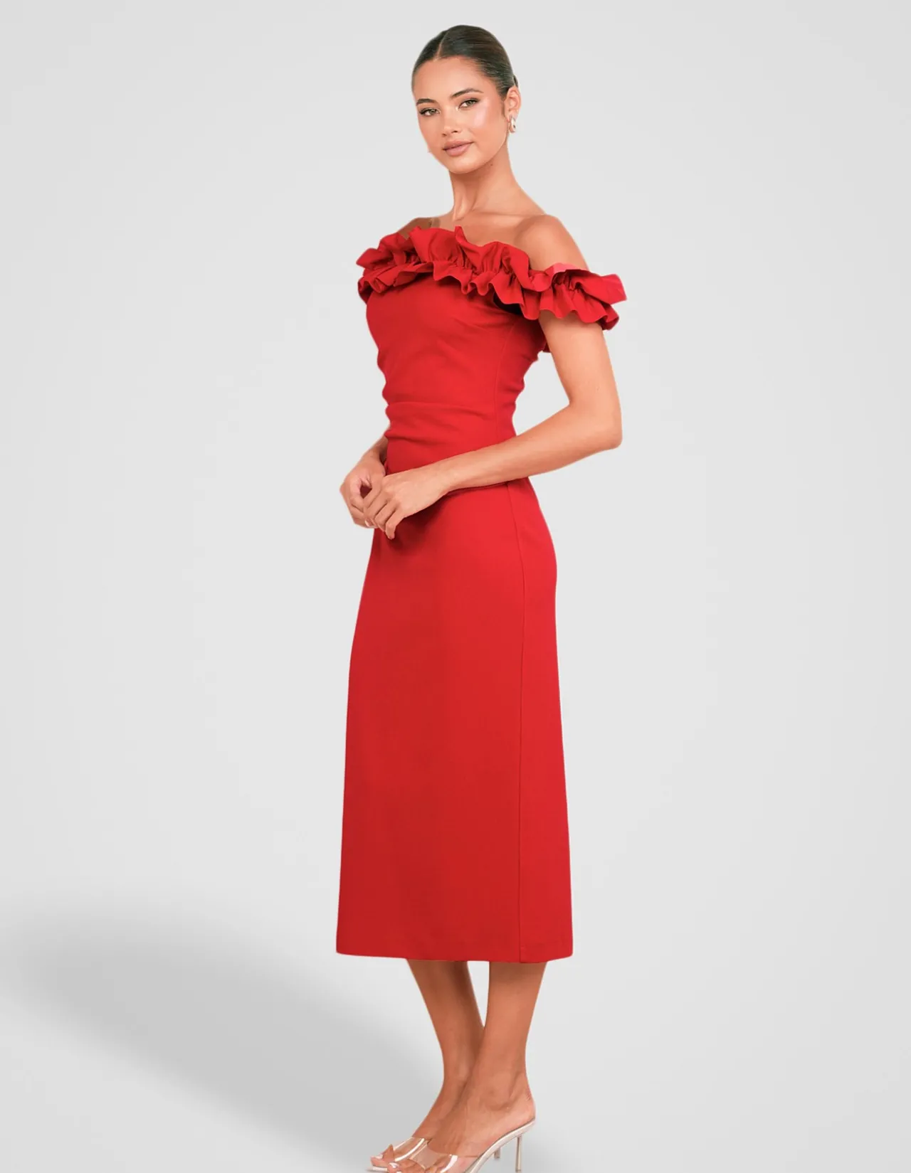 CLARA OFF SHOULDER MIDI DRESS