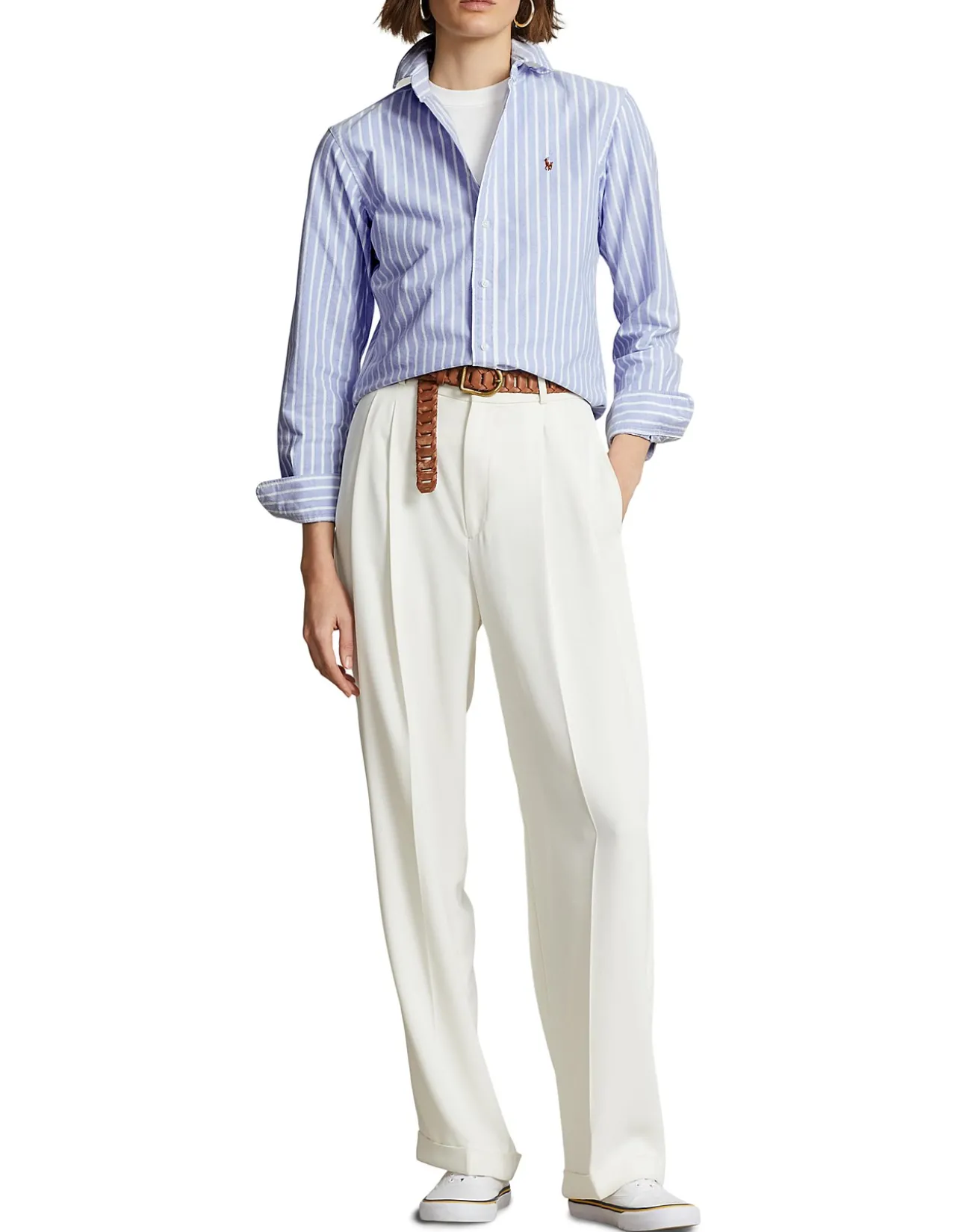 Classic Fit Striped Oxford Shirt Blue/White