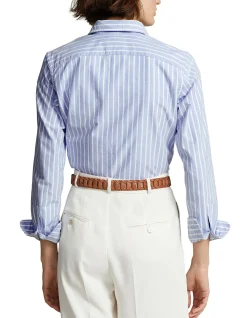 Classic Fit Striped Oxford Shirt Blue/White