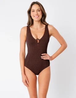 Classic V-Neck One Piece With Ring