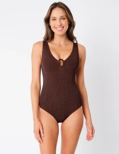 Classic V-Neck One Piece With Ring