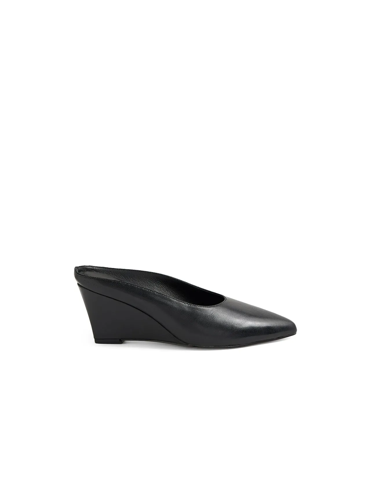 Claudette Pointed Toe Leather Wedge Mules