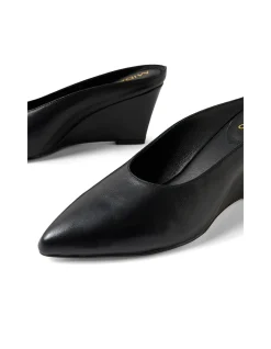 Claudette Pointed Toe Leather Wedge Mules