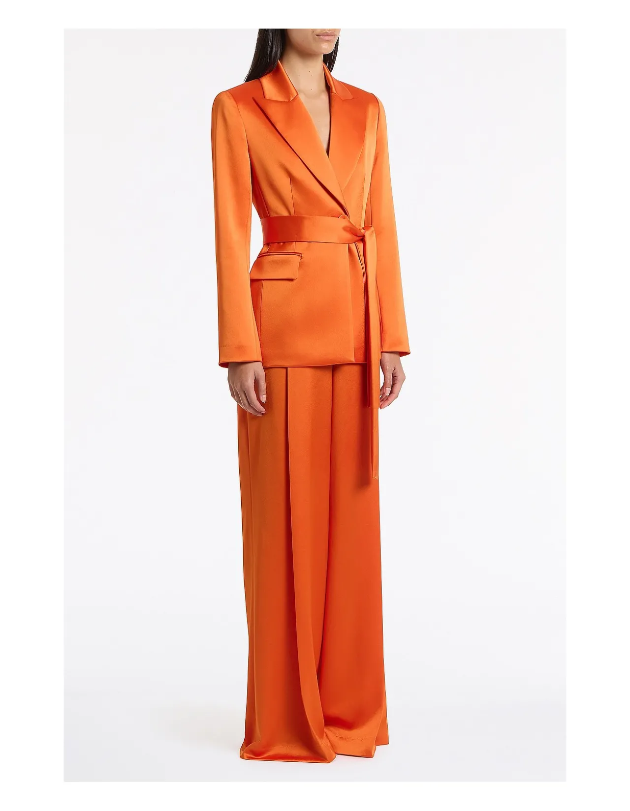 CLEMENTINE SATIN ACETATE TIE WAIST BLAZER