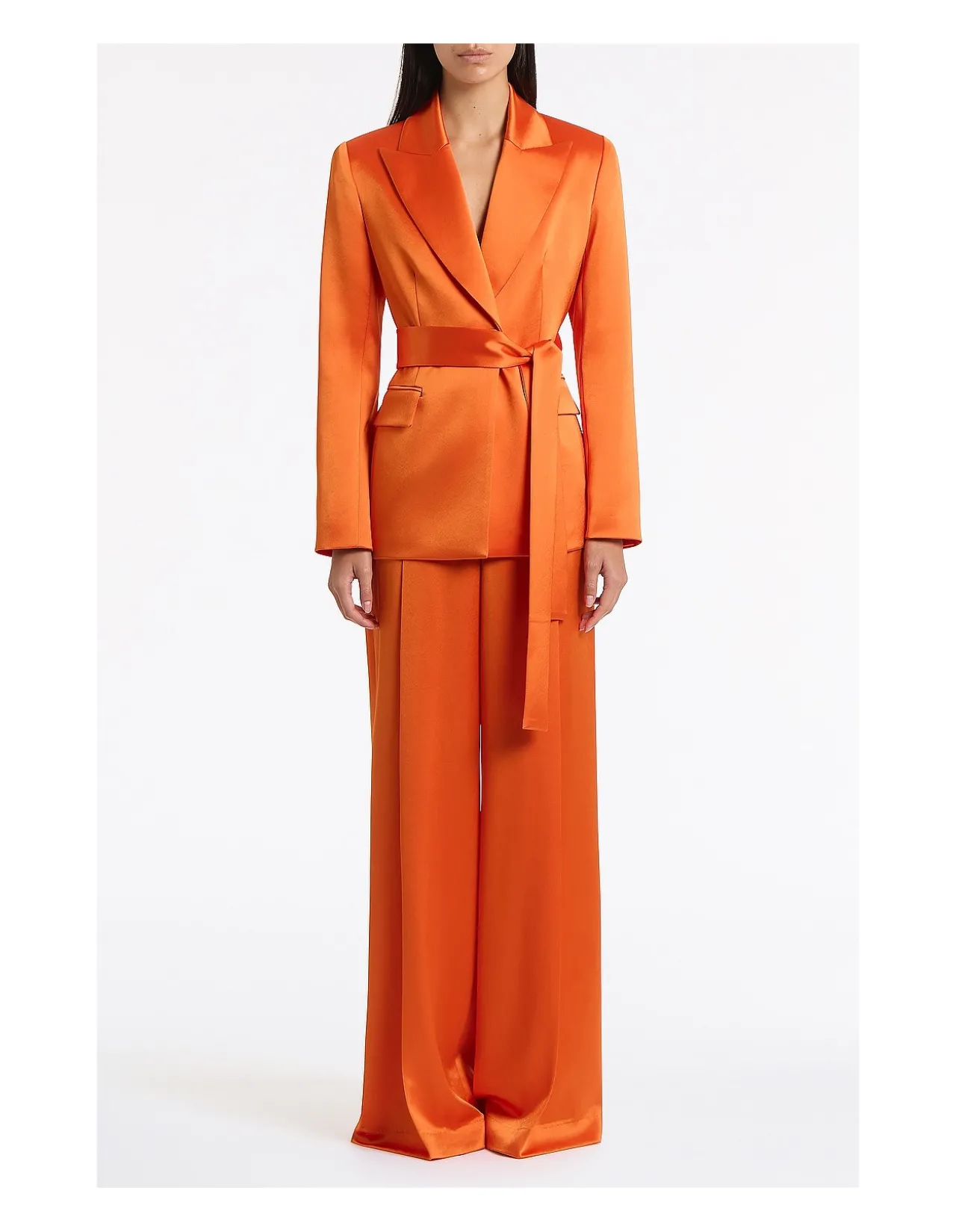 CLEMENTINE SATIN ACETATE TIE WAIST BLAZER