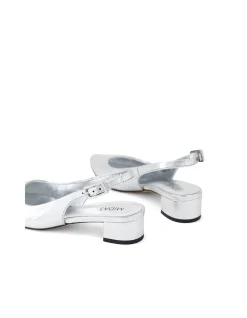 CLEMME Textured Silver Slingback Pumps