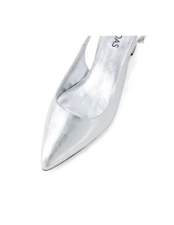CLEMME Textured Silver Slingback Pumps