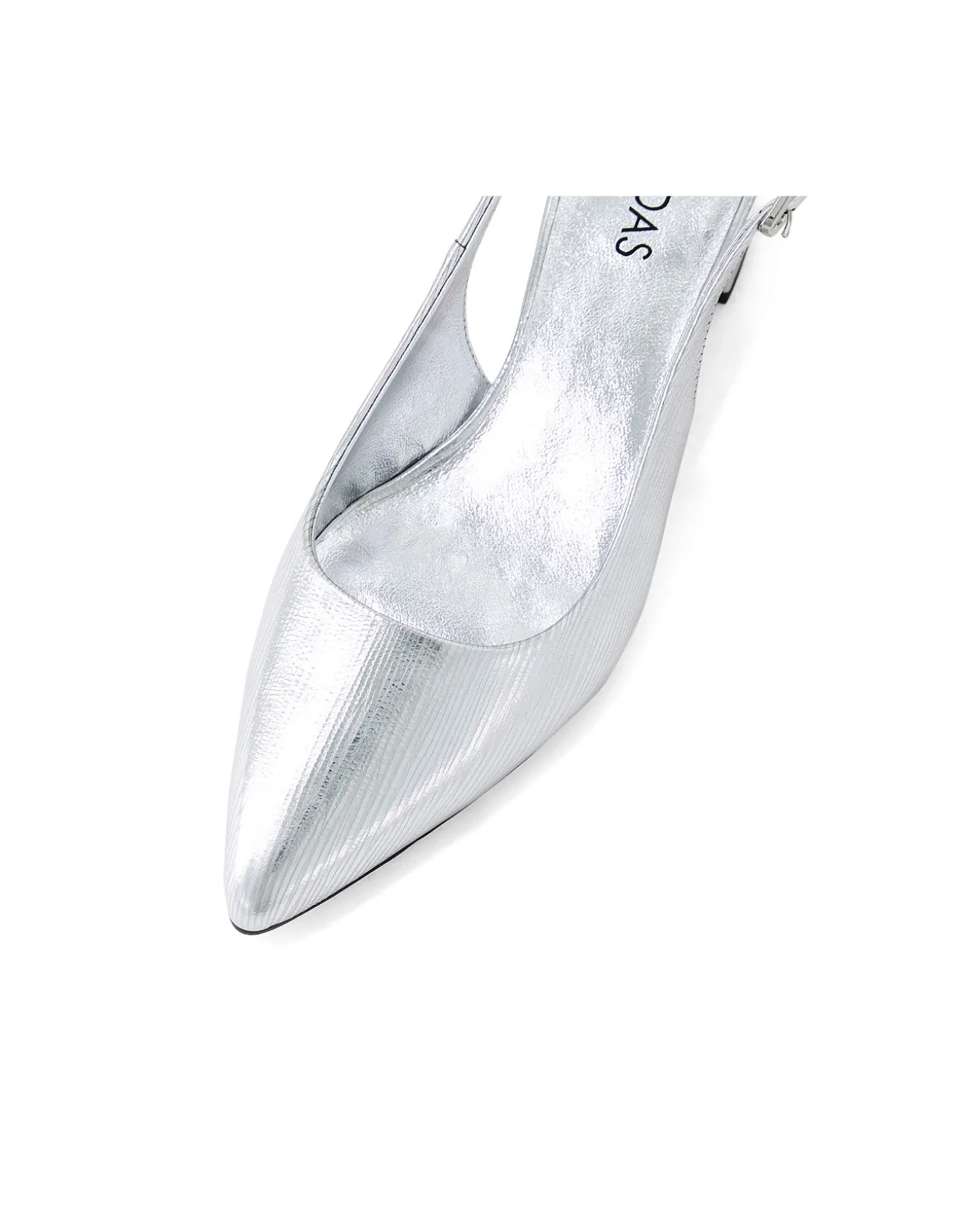 CLEMME Textured Silver Slingback Pumps