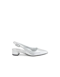 CLEMME Textured Silver Slingback Pumps