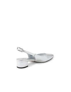 CLEMME Textured Silver Slingback Pumps